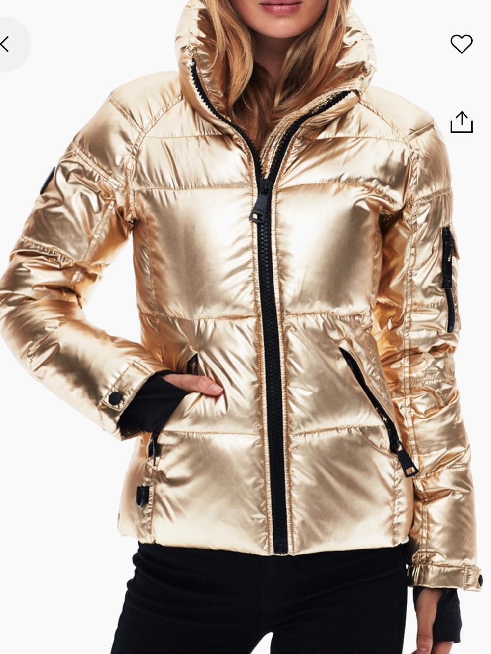 SAM. Freestyle Metallic Gold Puffer Jacket - Women's NWT M